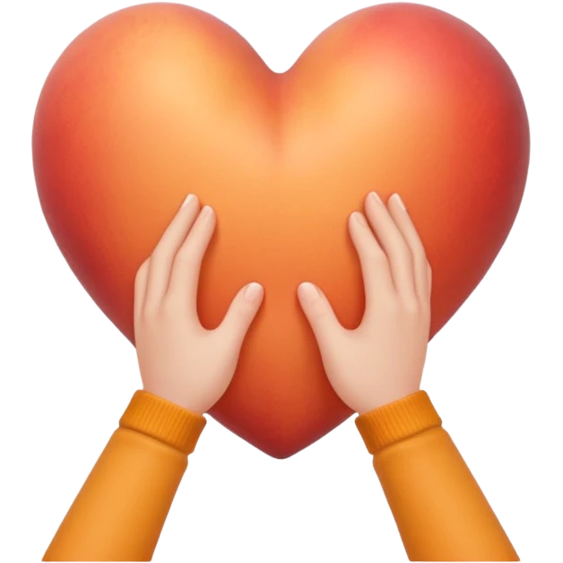 Heart hands over peach emoji emoji