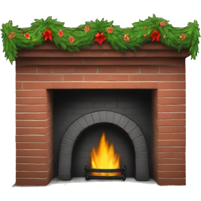 Brick Fireplace with wreath  emoji