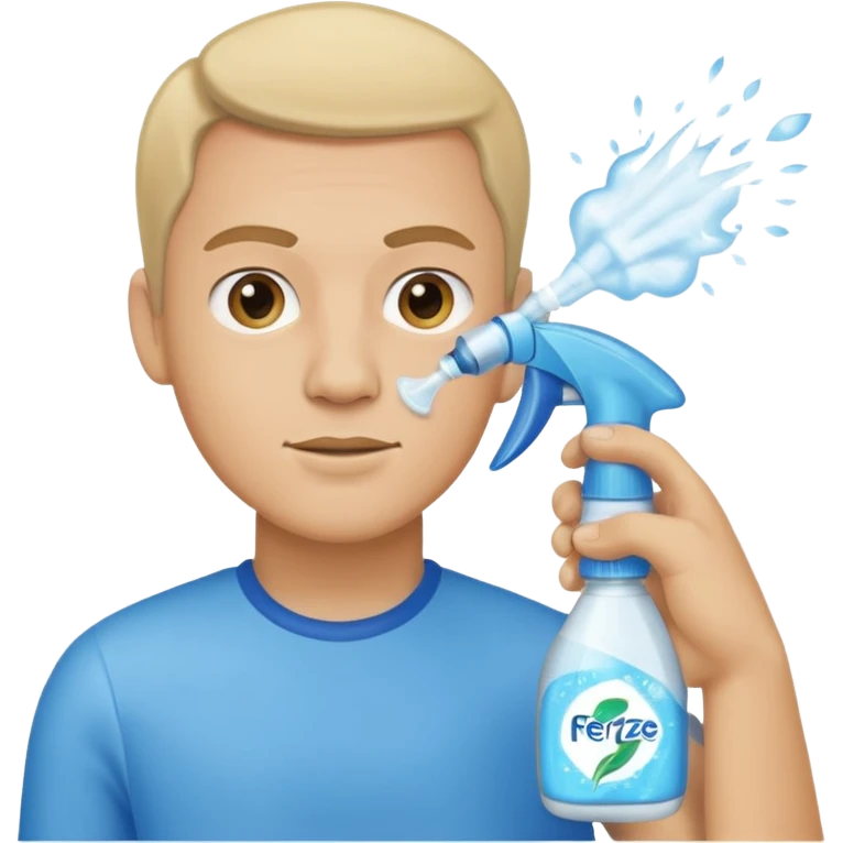 ligth man spraying with spray febreze emoji