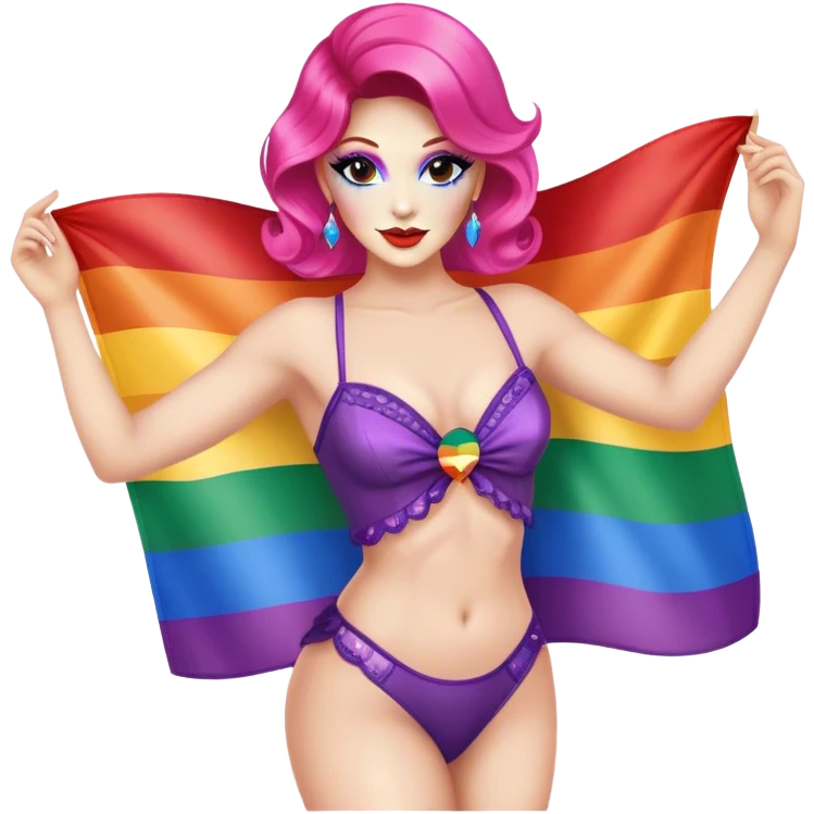 burlesque dancer with pride flag emoji