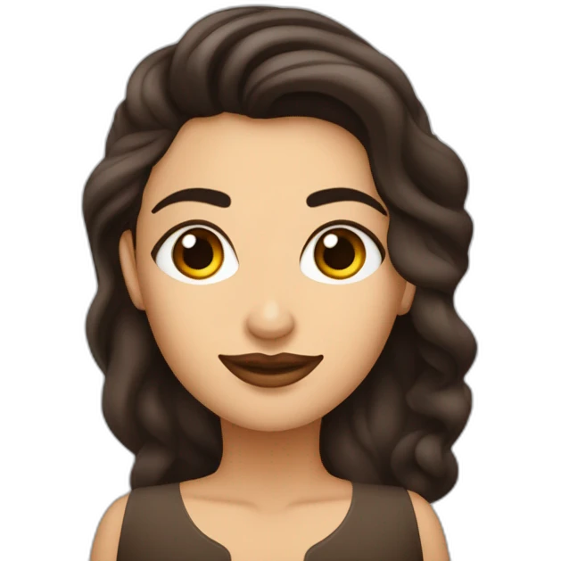 Una mujer blanca ondulada con ojos café cabello café con un hombre peli negro con cejas gruesas y peinado emoji