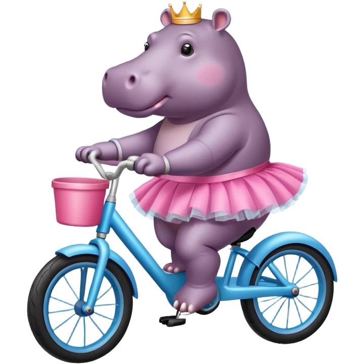 Hippo riding a tiny bike with tutu emoji