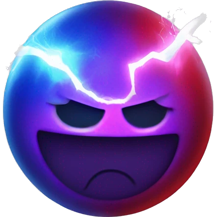 Red And blue ball fuse and create a purple ball with Purple lightning aura emoji
