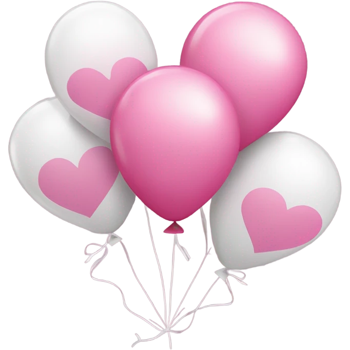 Corazón rosa y globos blancos emoji