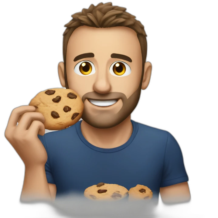 Volkanovski eating a cookie emoji