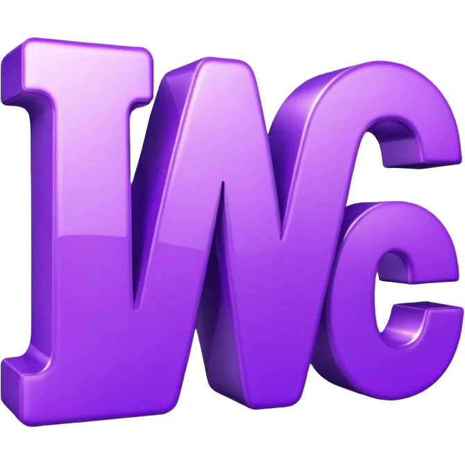 3D text that spells "me" in a shiny purple font  emoji