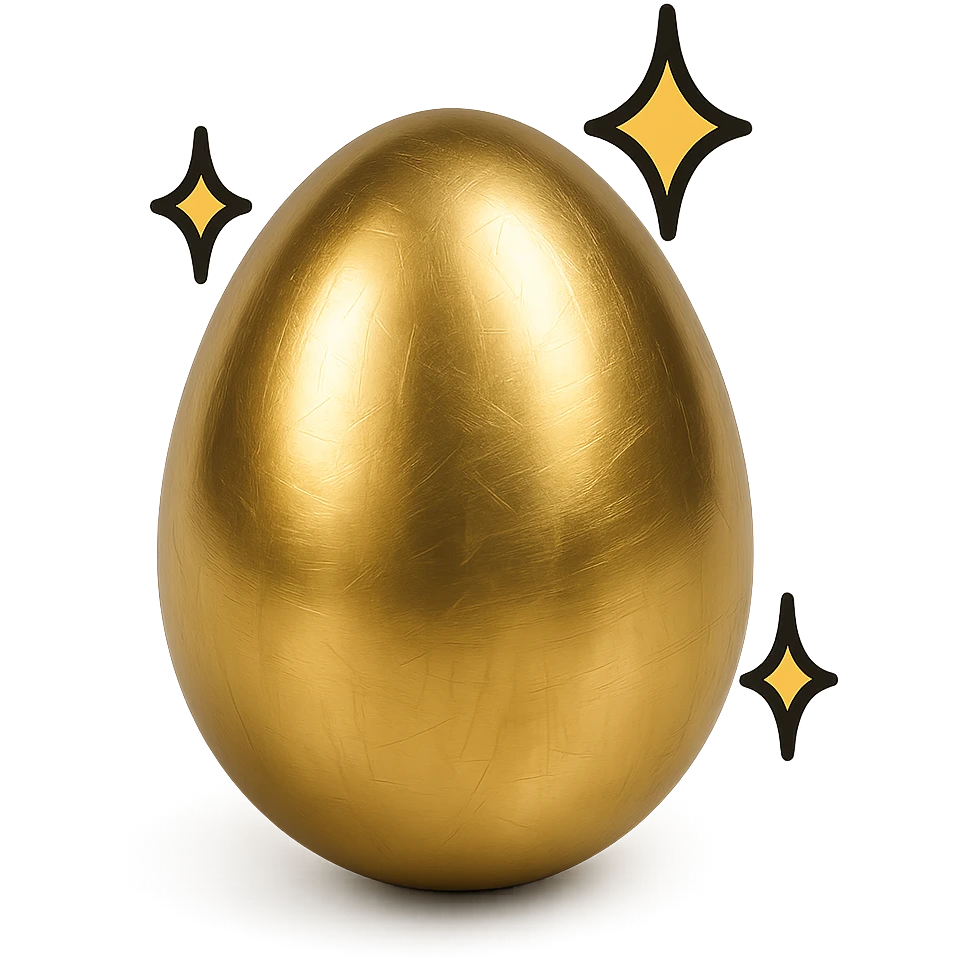 cartoon style golden egg, with sparkles, bold lines emoji