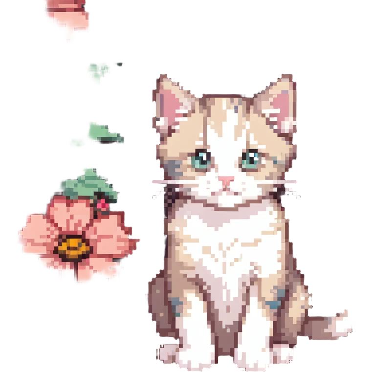 Kitten and flowers emoji