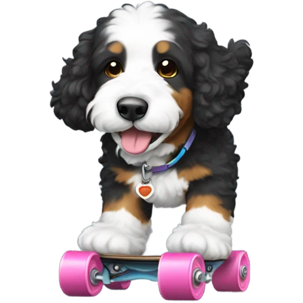Bernedoodle with rollerskates emoji