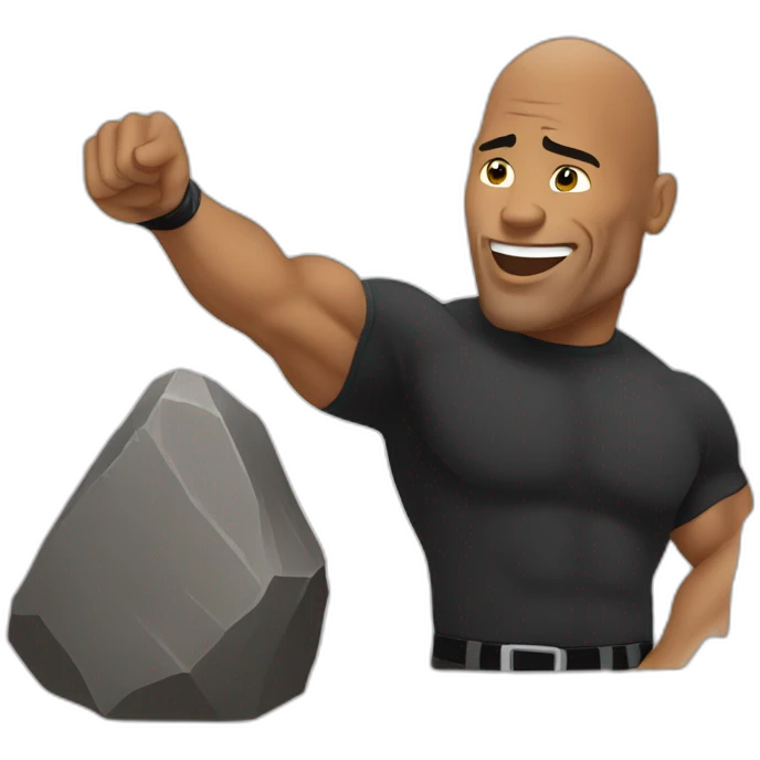 the rock throwing a rock at the rock emoji