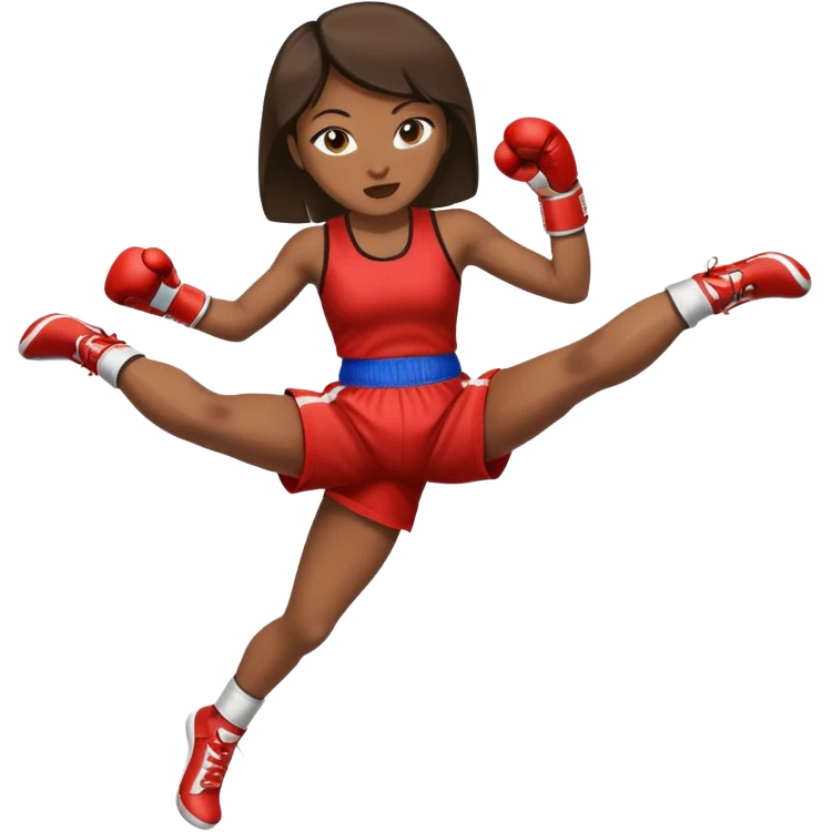 woman thai boxing click legs up in thai boxing suit emoji