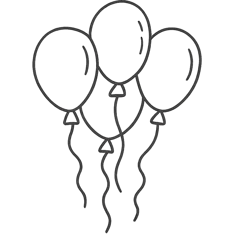 a bunch of hand-drawn outlined balloons, playful emoji