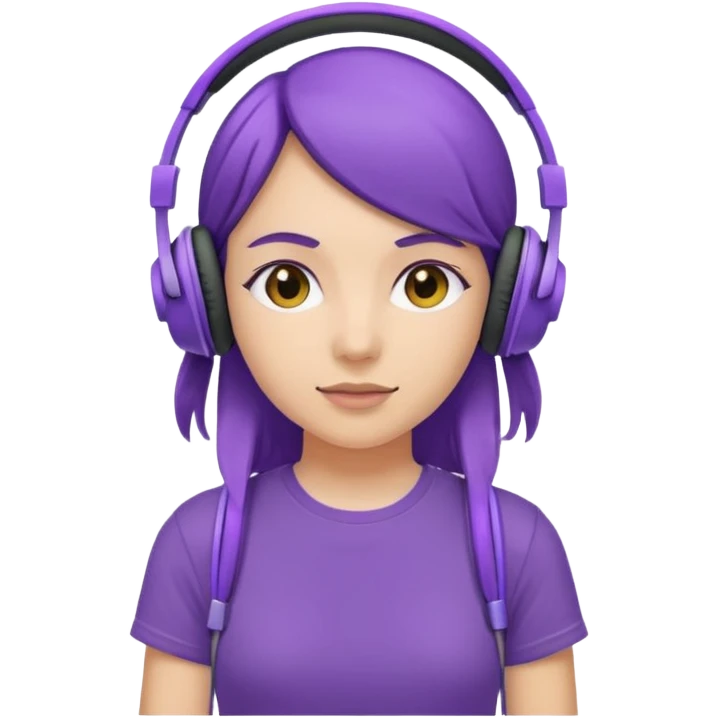 girl with purple headphones and tshirt emoji