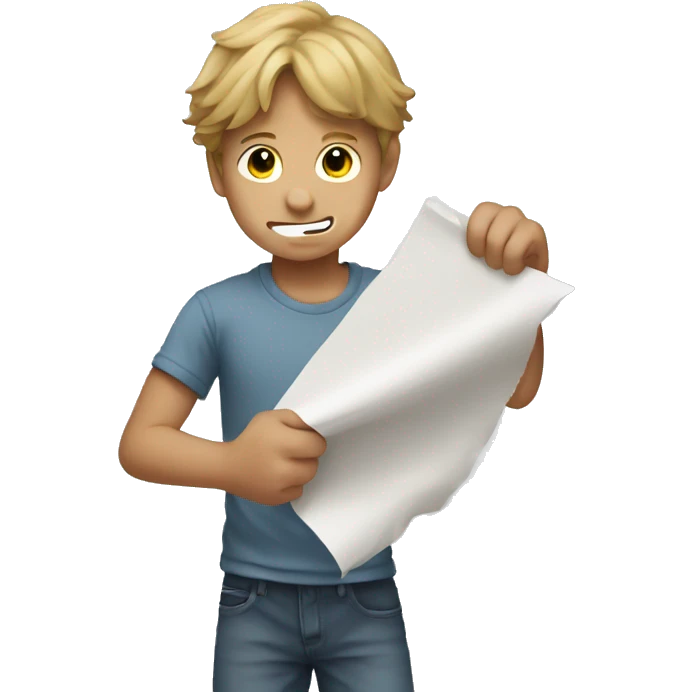Boy ripping the paper emoji
