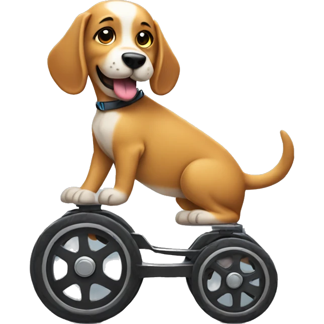 Dog with wheels as paws emoji