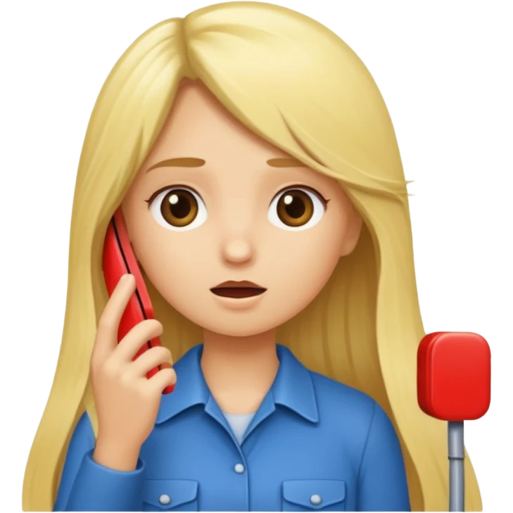blonde cartoon girl long hair calling timeout emoji