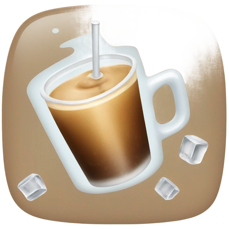 White cup of iced coffee with ice cubes emoji