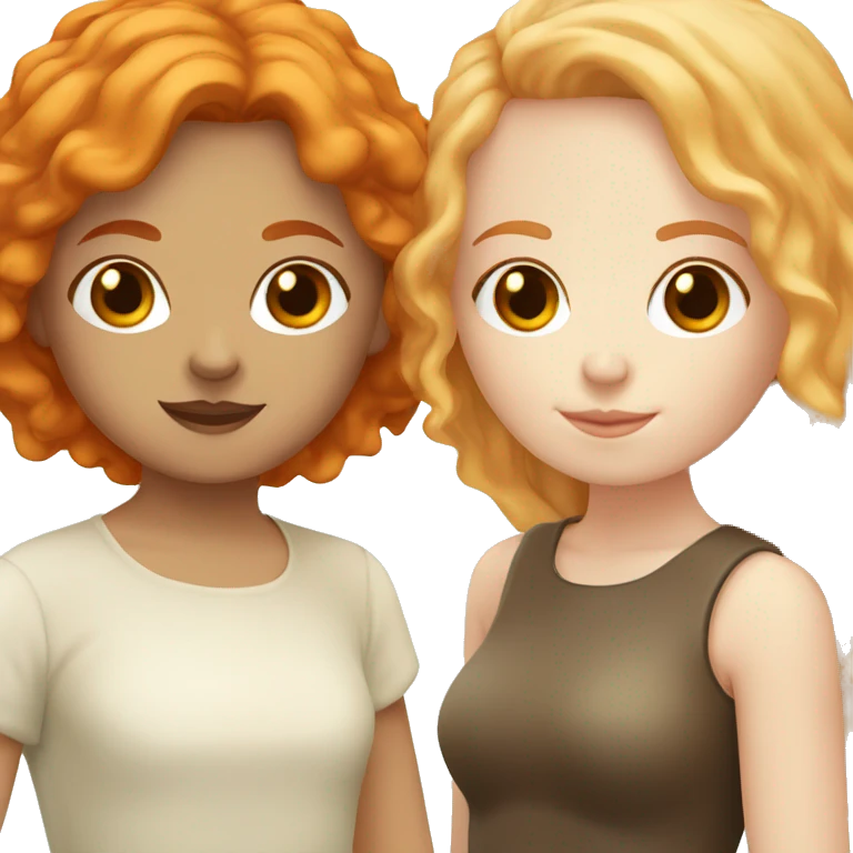 two girls in italian glass one with orange hair and pale skin and the other with brown hair  emoji