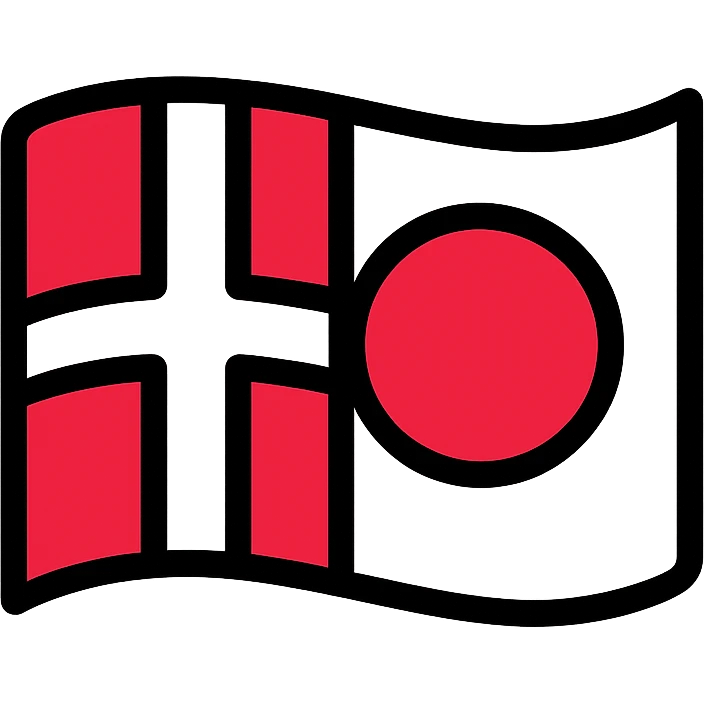 color outline icon of a combined Denmark and Japan flag emoji