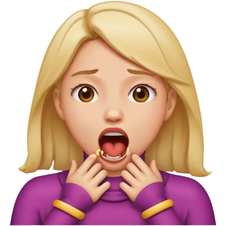make me an emoji with a girl chocking herself out with her mouth open  emoji