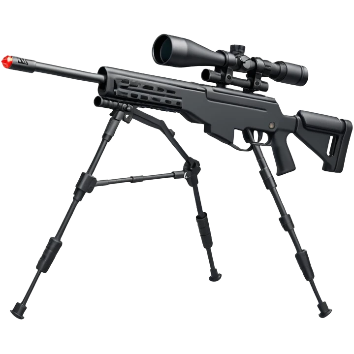 Mini ICBM launching lightweight sniper rifle wire stock, extended mag, assassin, bipod, laser emoji
