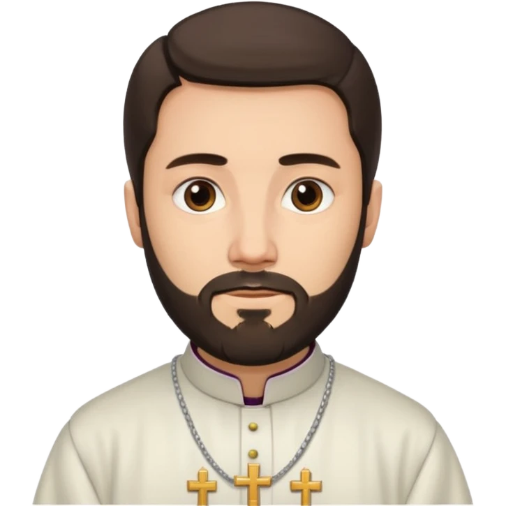  orthodox priest with dark brown long hair in a low pony tail and beard   emoji
