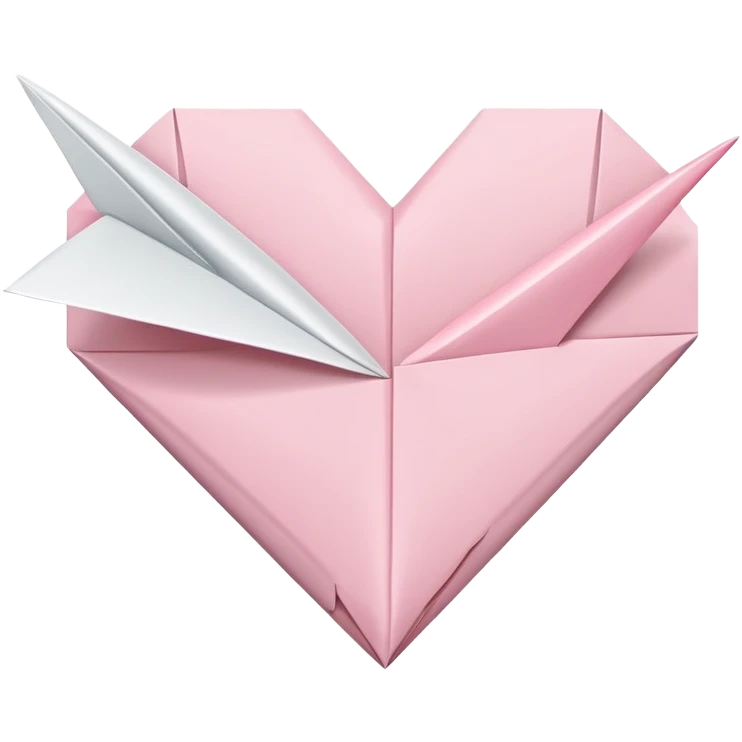 Pale pink classic heart and paper airplane emoji