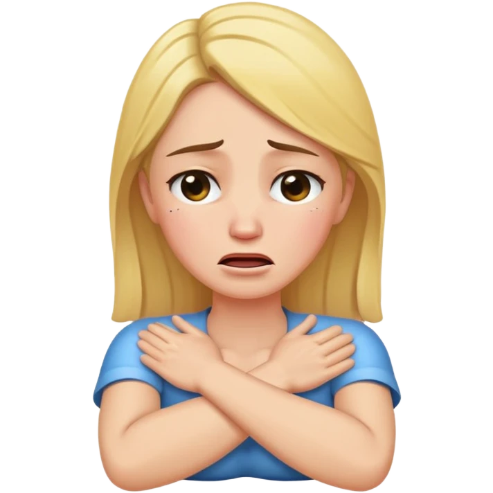 Arms crossed holding neck crying woman emoji