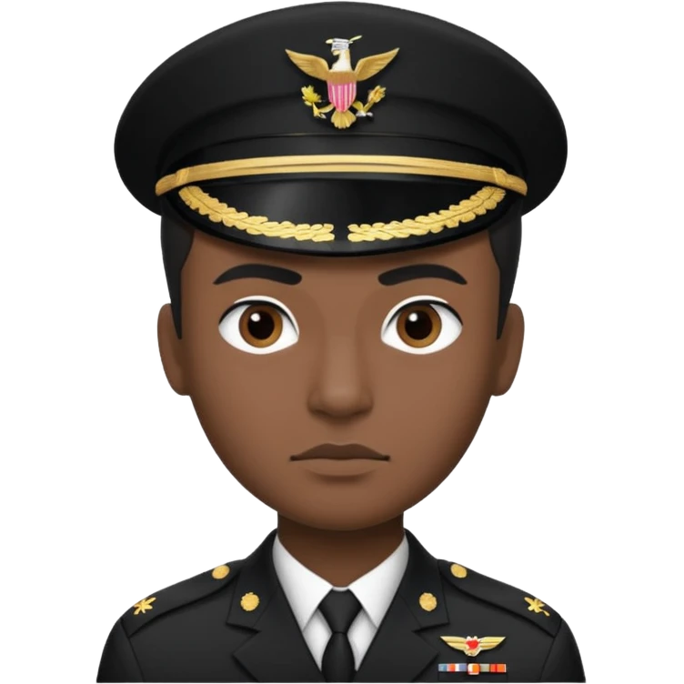 Uma pessoa, preto e branco, como se fosse as televisões de antigamente sem cor. Corte tipo militar, com duas sobrancelhas com risquinhos emoji