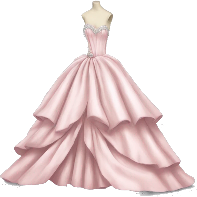 Light pink dress ball gown cascading bow beautiful silver details  emoji