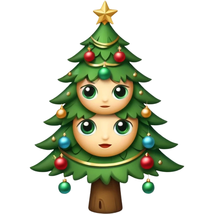 Christmas tree with cute eyes  emoji