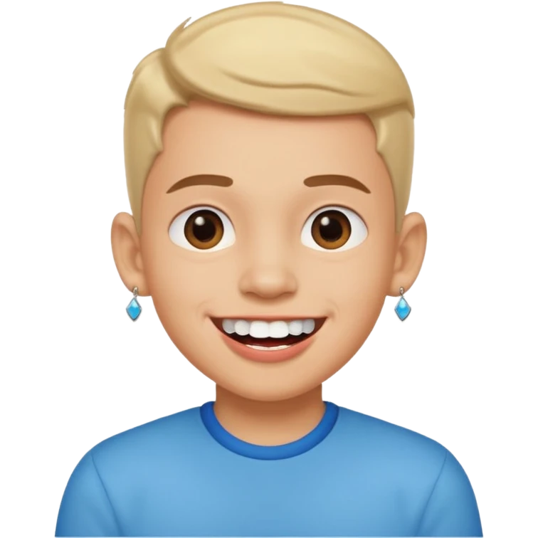 smiling boy with earrings indoors big lips & white teeth emoji