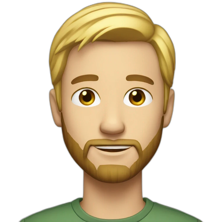 21 year guy with short blonde straight hair and short beard emoji