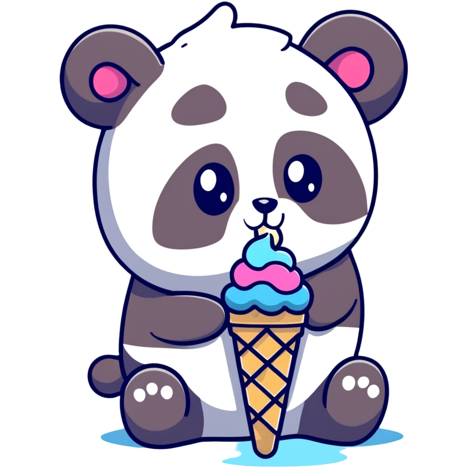 Panda eating ice cream emoji