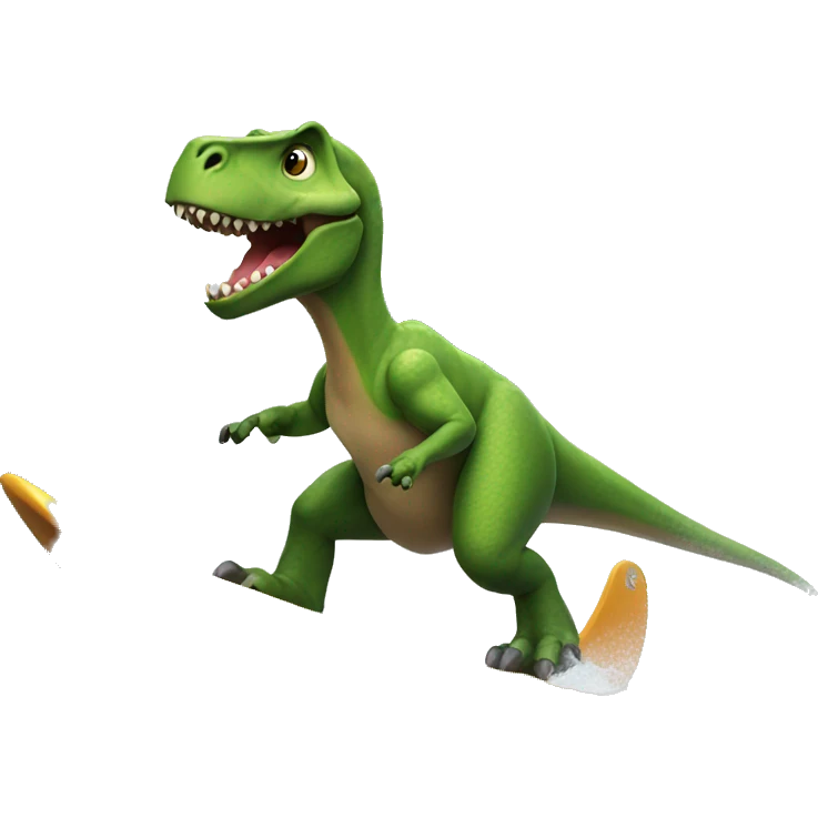 Dinosaur surfing emoji
