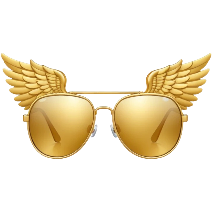 fancy gold sunglasses with wings emoji