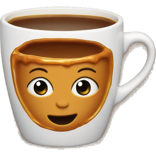 caramel coffee with cute mug emoji