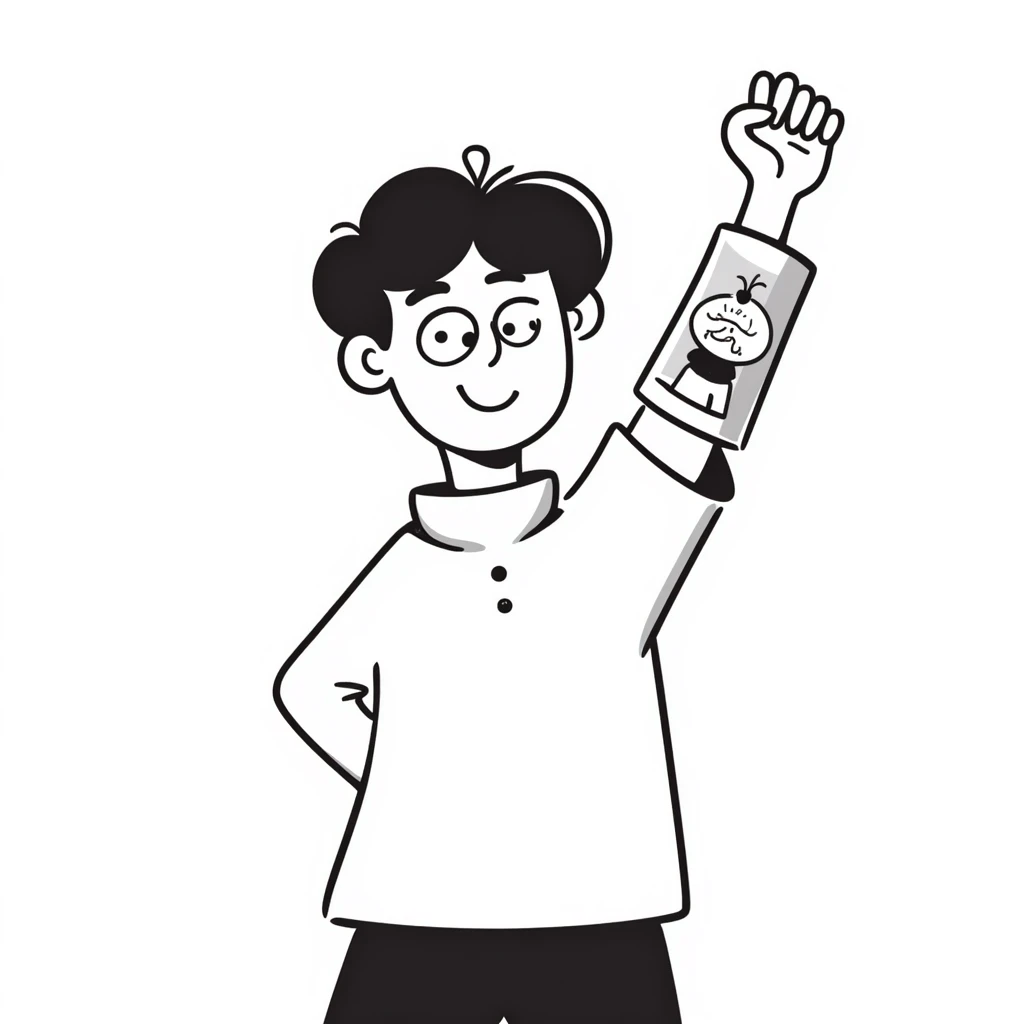romanian boy with light skin and medium brown hair, holding up his arm in a cast, with a cartoon drawing of Peter Griffin on the cast emoji