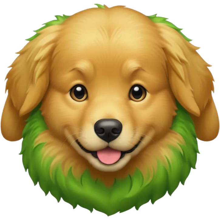 green dog extra furry golden retriever. The dog fur is all green emoji