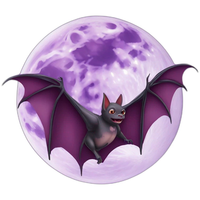 purple dripping vampire bat wings flying in front of large realistic full moon emoji