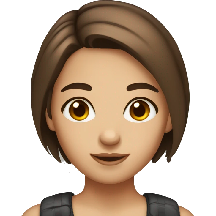 Girl whit brown eyes and short brown hair  emoji