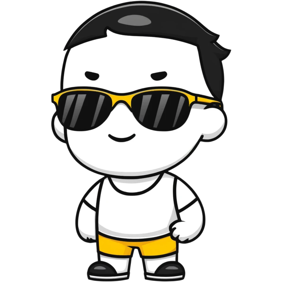 Fun character looking super cool with sunglasses and a confident pose emoji