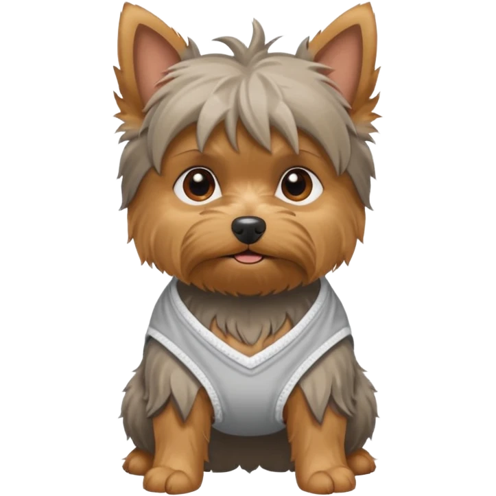 Small old yorkie wearing a diaper emoji
