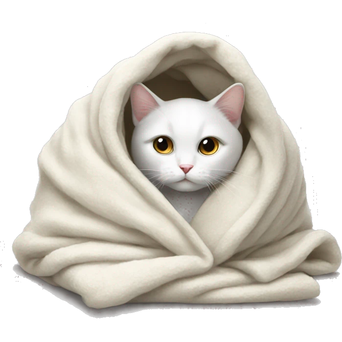 White cat in a blanket emoji