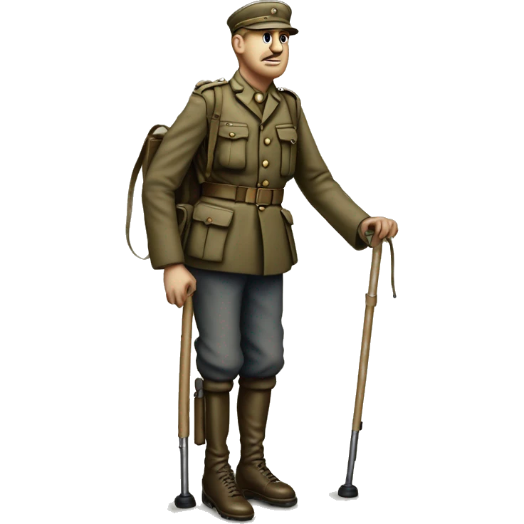 disabled ww1 soldie with amputation on crutches emoji
