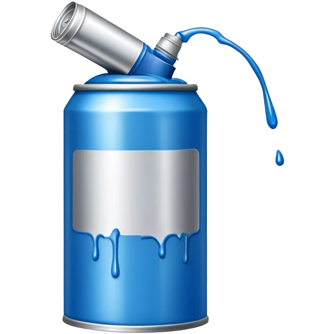 Blue spray paint can for graffiti with paint dripping emoji