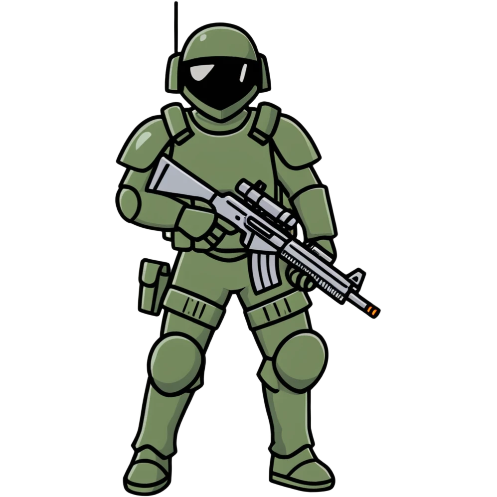 anime PUBG soldier with gun and armor emoji
