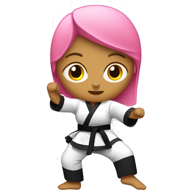 karate woman with pink and black gi   kicking full body emoji