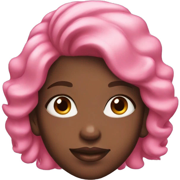 Black girl with pink hair and hearts on her face emoji