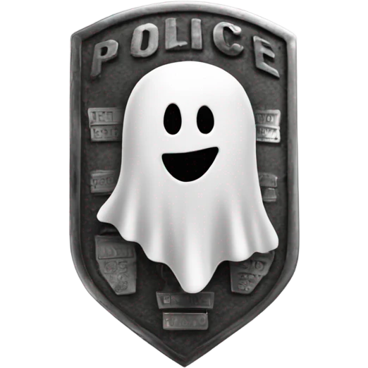 A police badge with a ghost sign and 10111 emoji